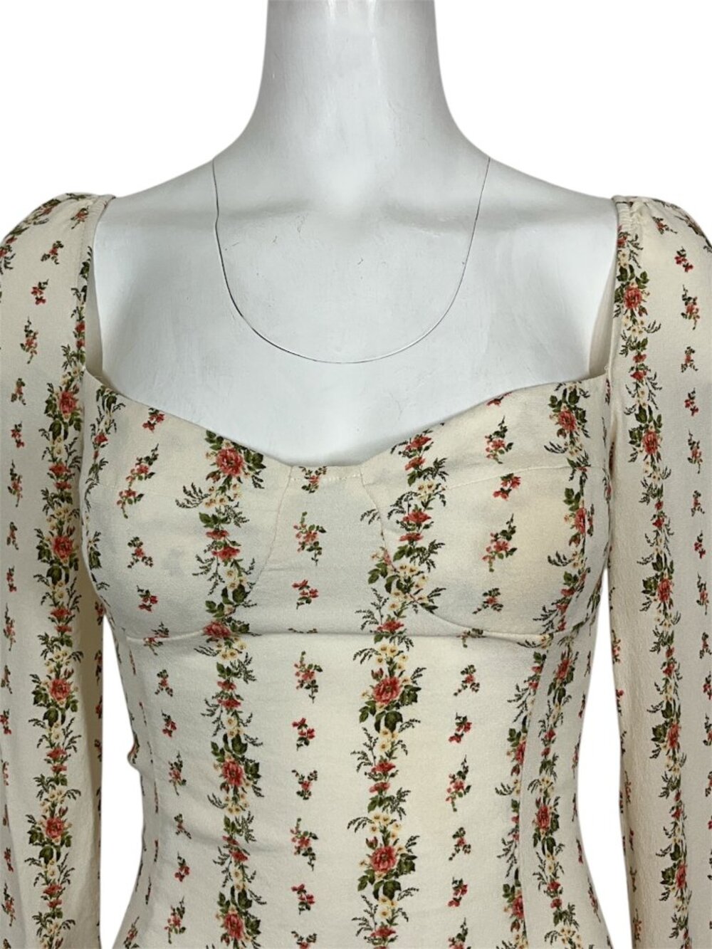 Reformation Floral Reign Top Blouse 6 Cream Romantic DEFECT - Picture 10 of 16